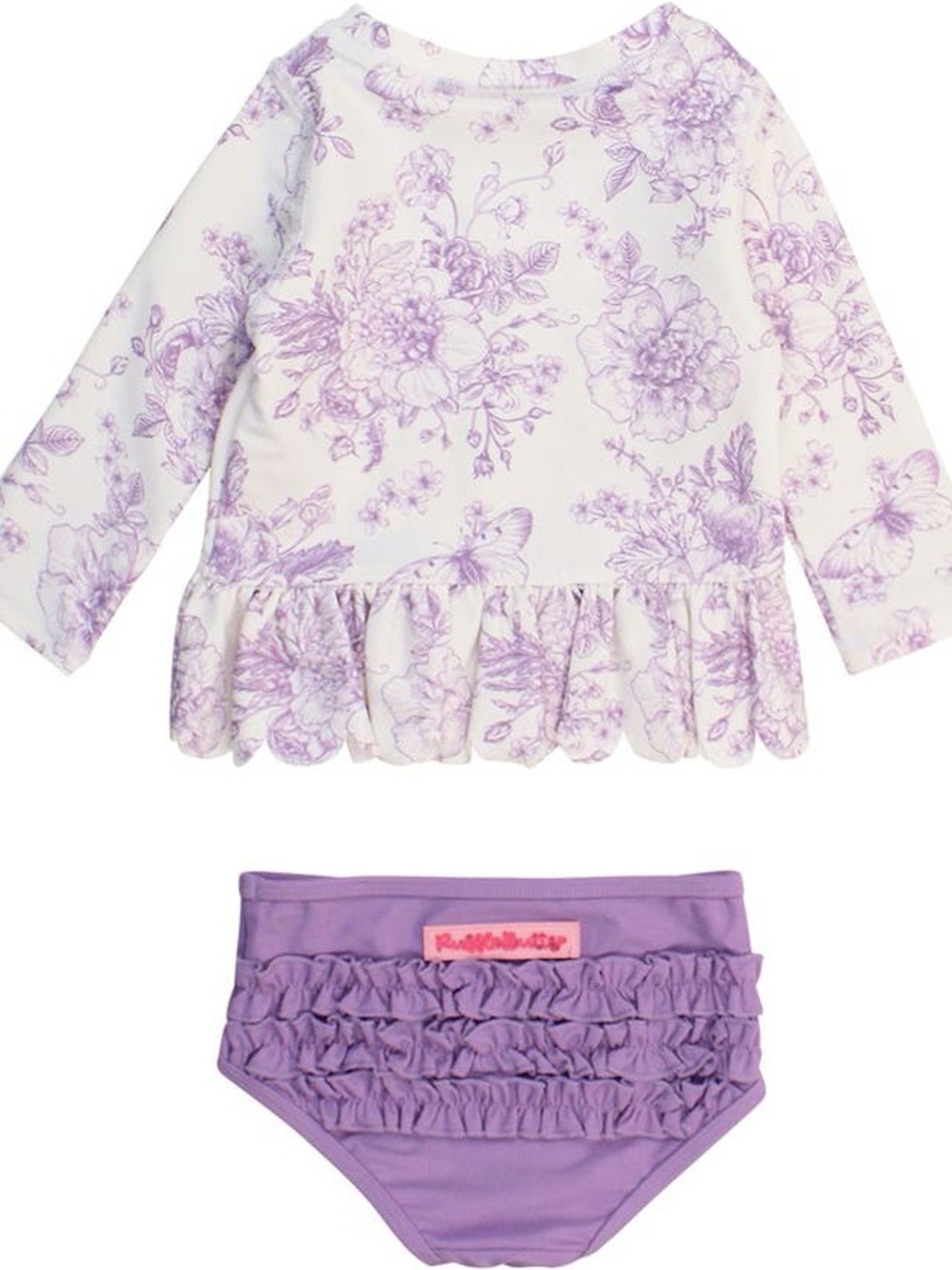 Ruffle Butts Lavender Floral Girls Two-Piece Swim Set